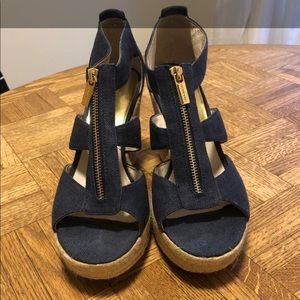 Michael Kors Wedge Sandals Size 10M Navy Blue